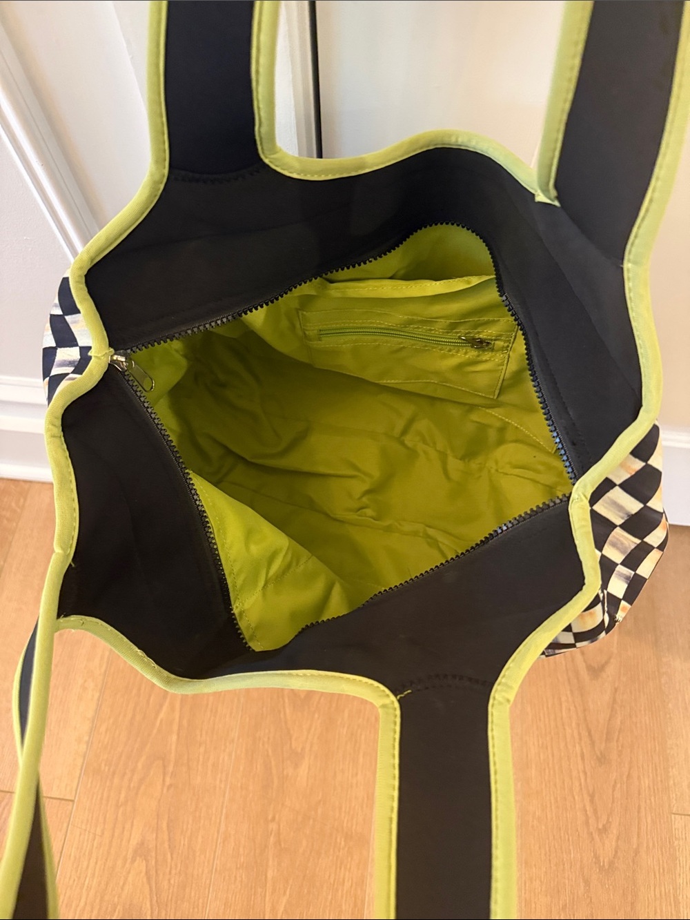 Mackenzie-Childs Courtly Check Neoprene Tote Bag - Picture 2 of 6